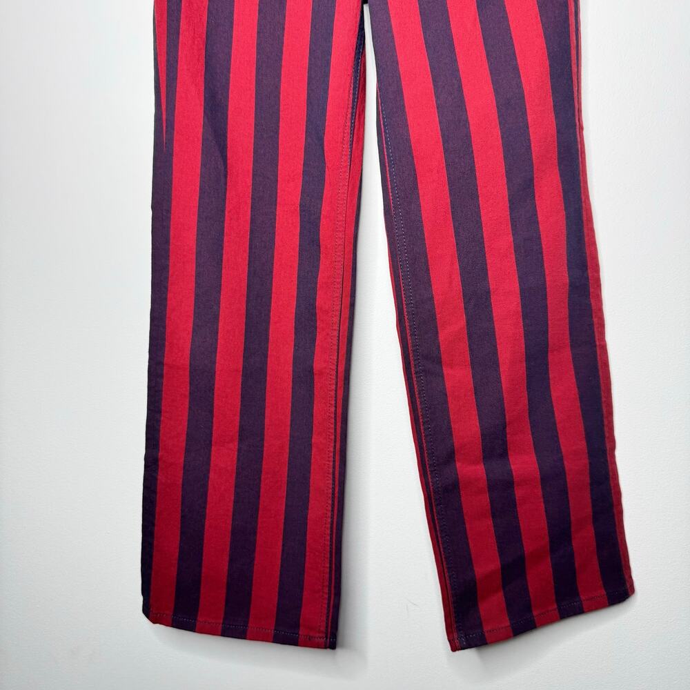 NWT Boden High Rise Stripe Straight Leg Pants 27 Petite Burgundy Navy - Picture 6 of 13